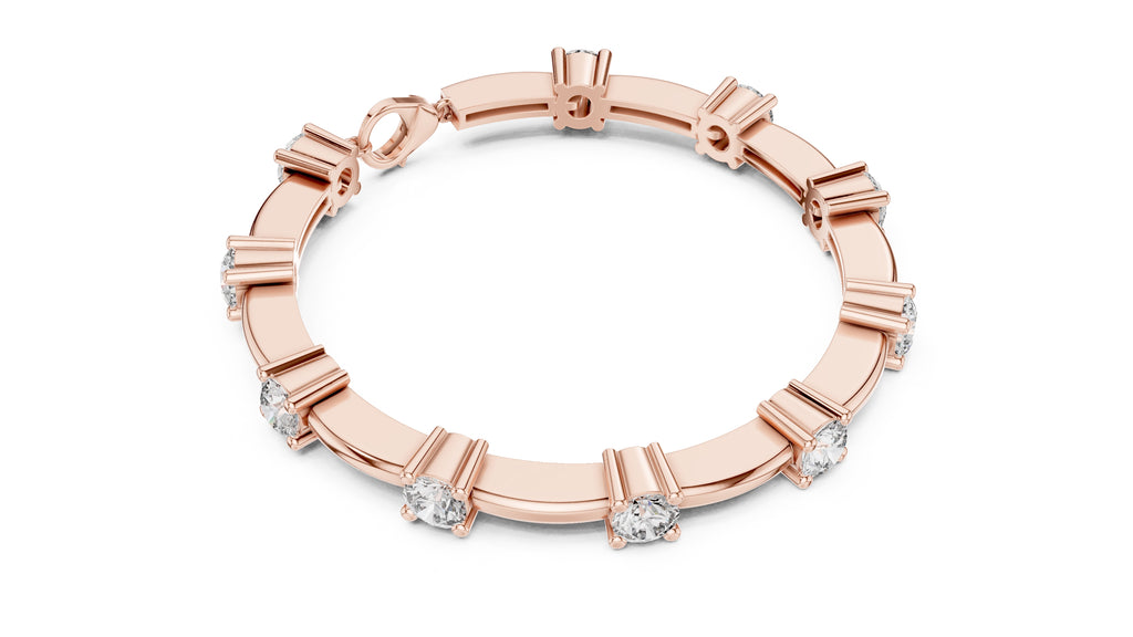 Solitaire Station Lab-Grown Tennis Bracelet Rose Gold