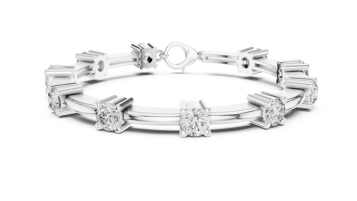 Solitaire Station Lab-Grown Tennis Bracelet White Gold