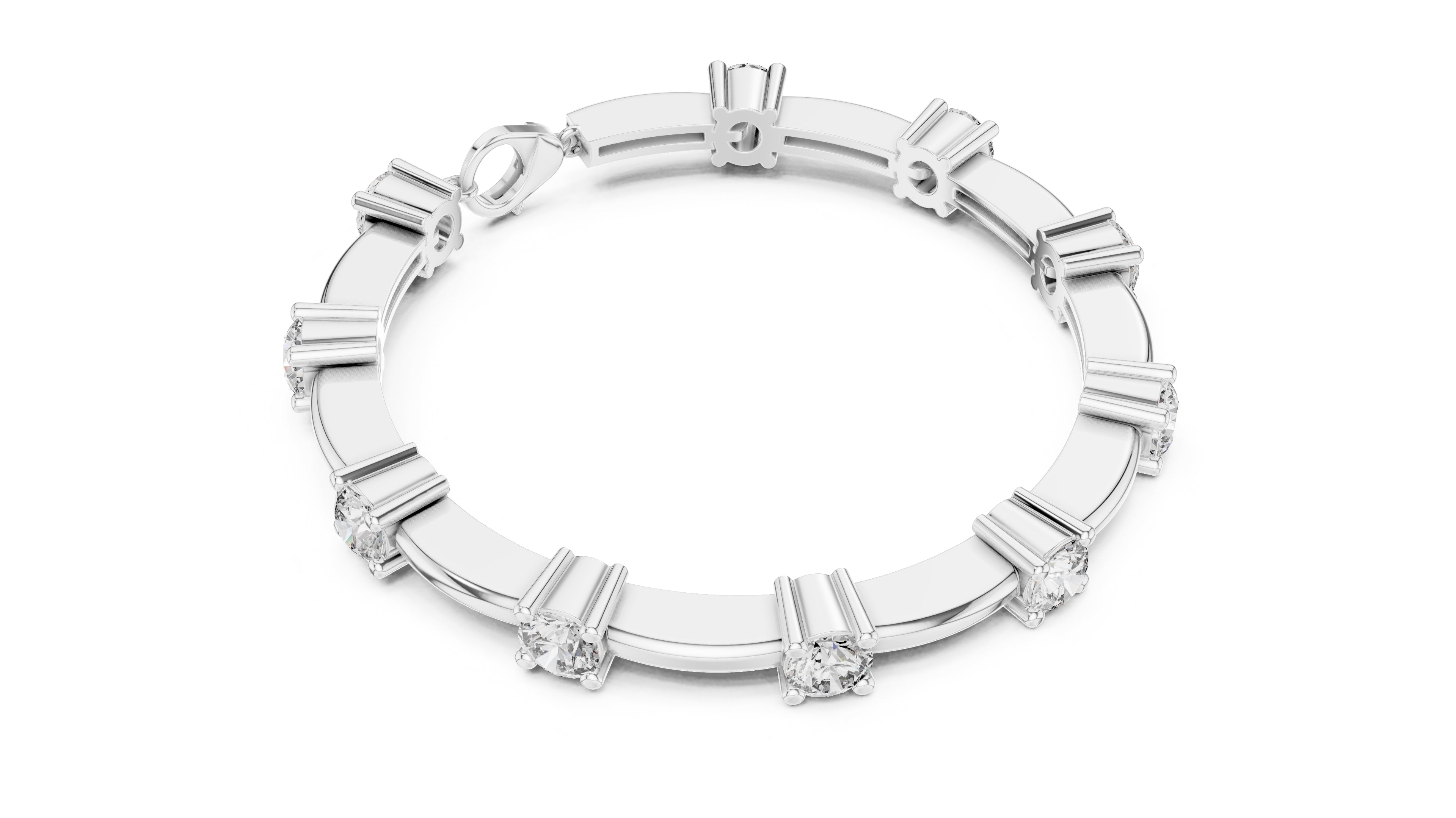 Solitaire Station Lab-Grown Tennis Bracelet White Gold