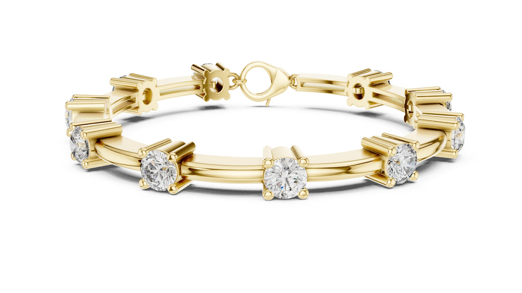 Solitaire Station Lab-Grown Tennis Bracelet Yellow Gold