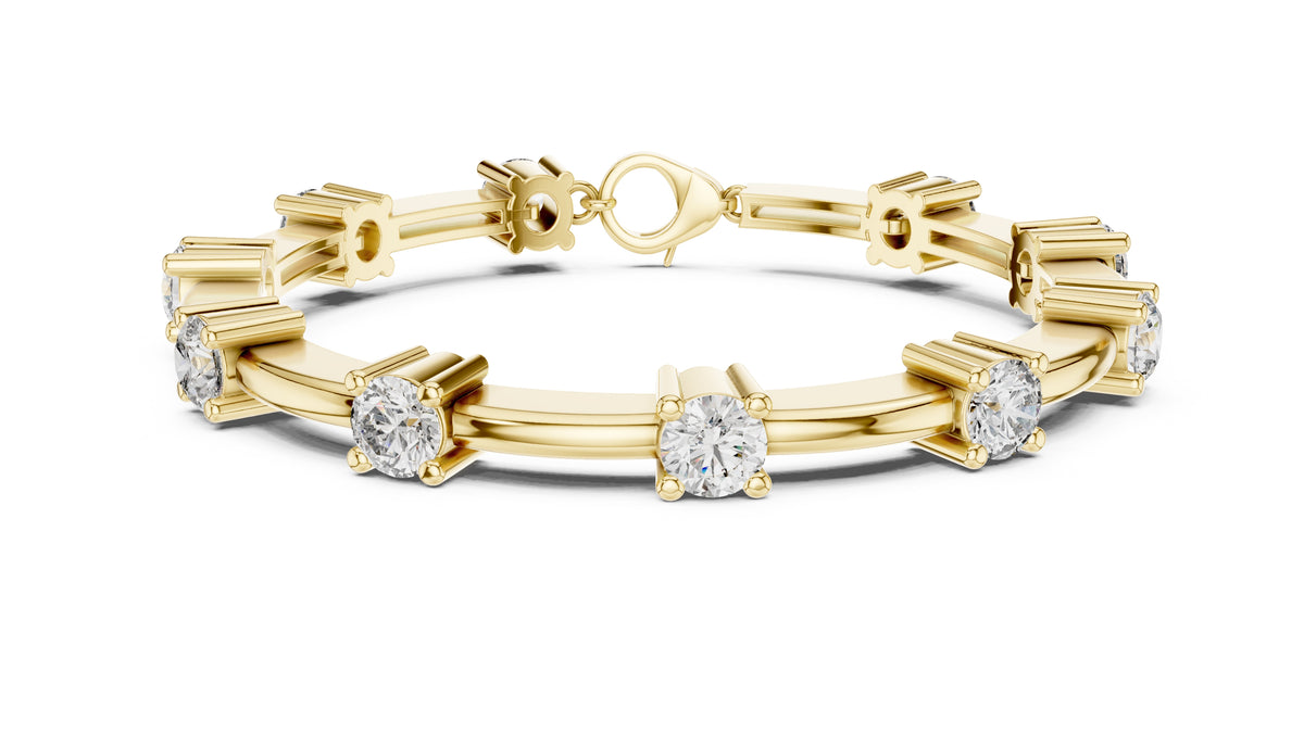 Solitaire Station Lab-Grown Tennis Bracelet Yellow Gold