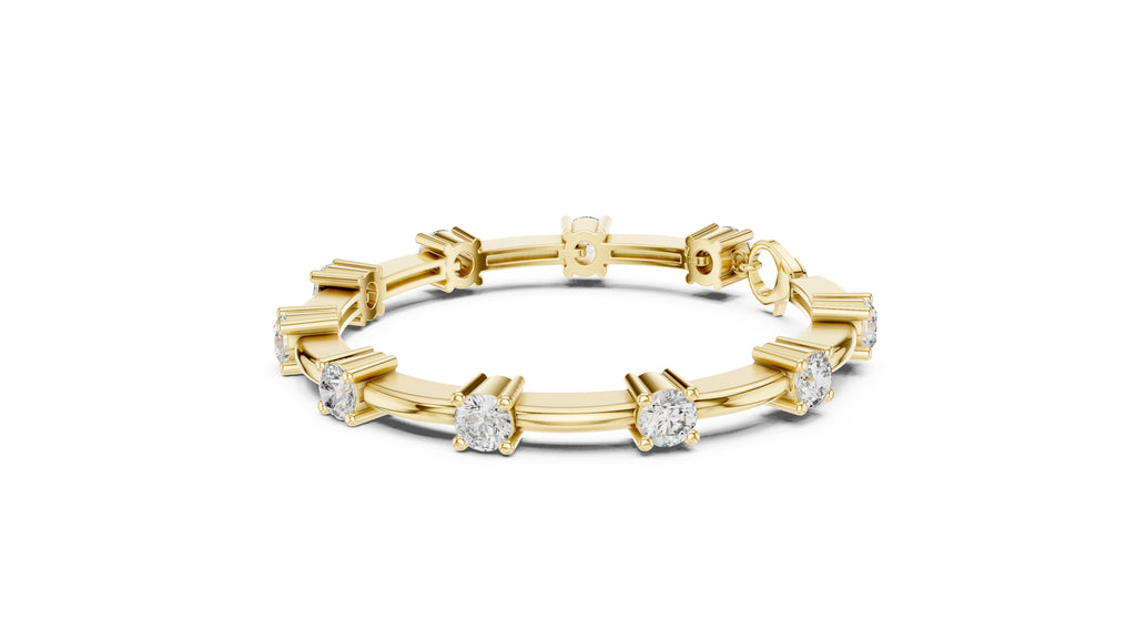 Solitaire Station Lab-Grown Tennis Bracelet Yellow Gold