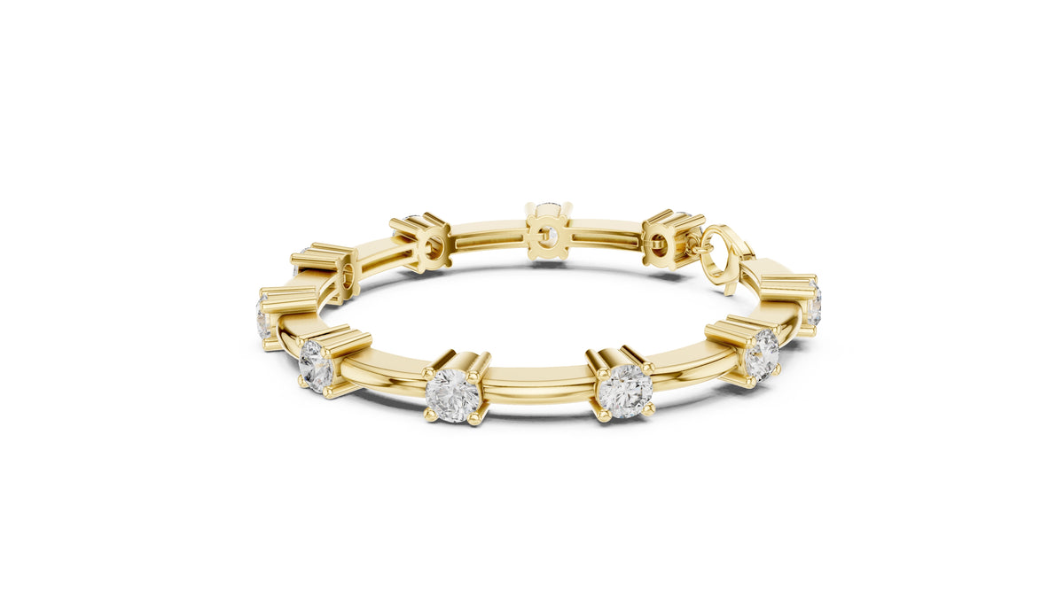 Solitaire Station Lab-Grown Tennis Bracelet Yellow Gold