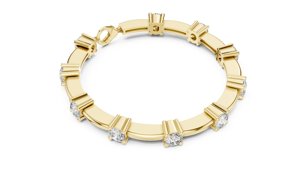 Solitaire Station Lab-Grown Tennis Bracelet Yellow Gold