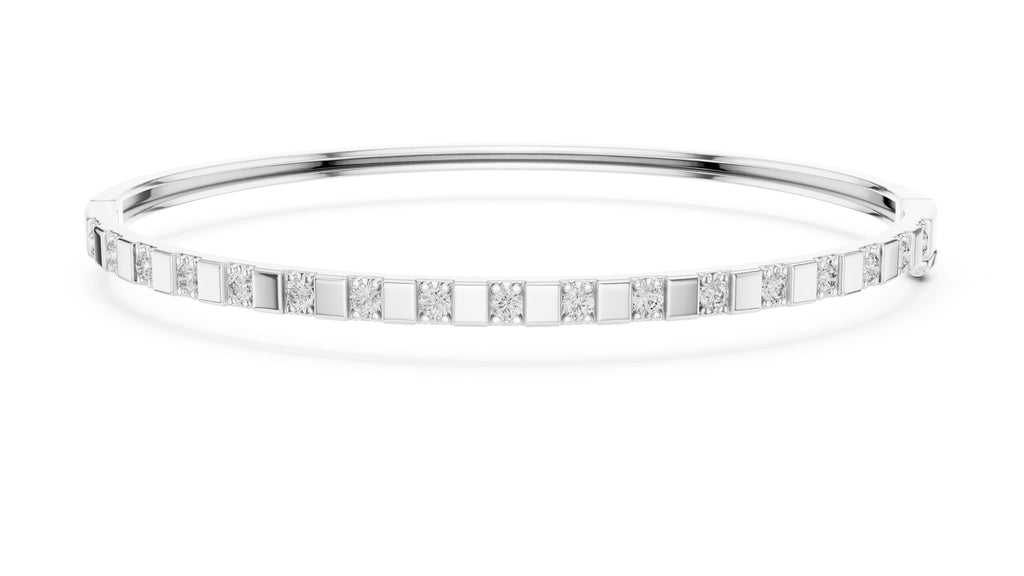 Bar & Stone Lab-Grown Bangle White Gold