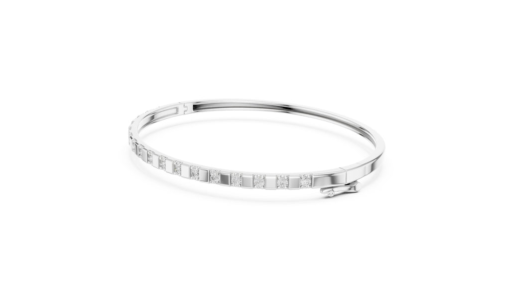 Bar & Stone Lab-Grown Bangle White Gold