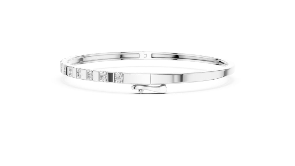 Bar & Stone Lab-Grown Bangle White Gold