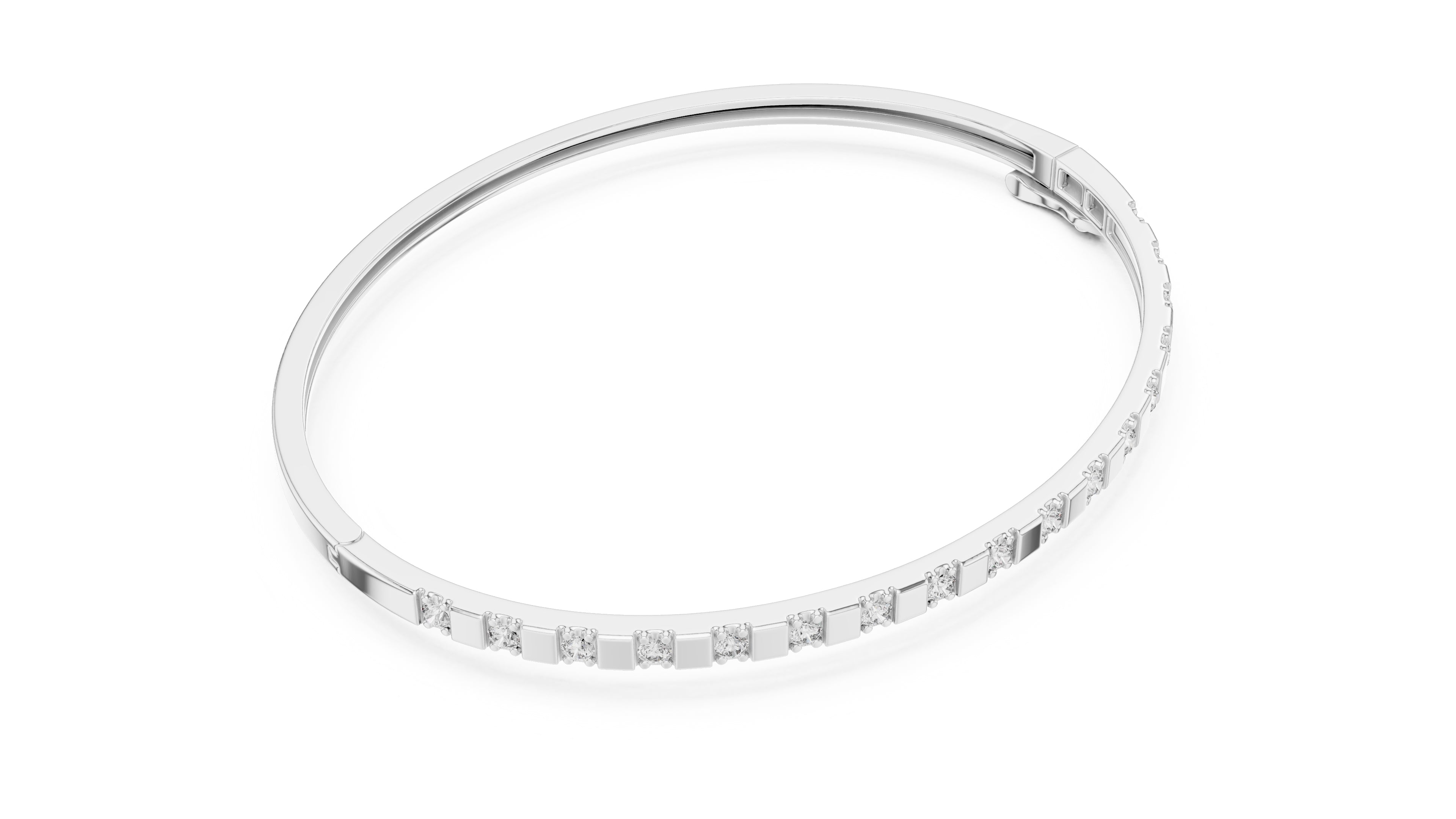 Bar & Stone Lab-Grown Bangle White Gold
