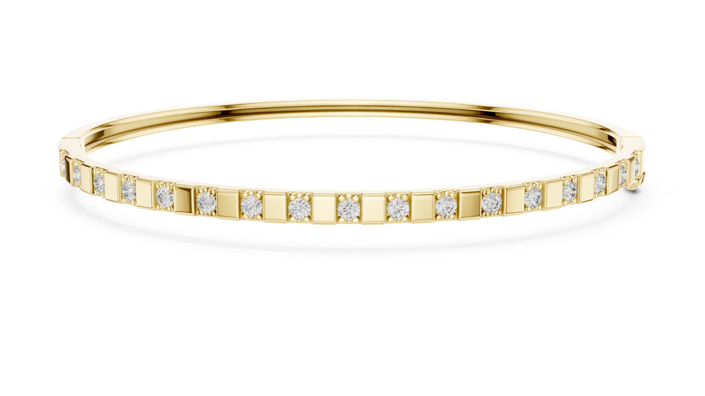 Bar & Stone Lab-Grown Bangle Yellow Gold