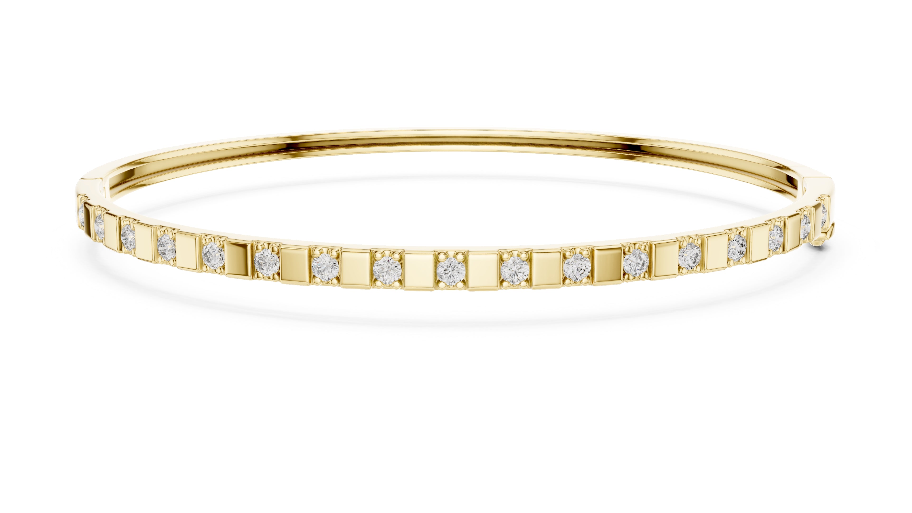 Bar & Stone Lab-Grown Bangle Yellow Gold