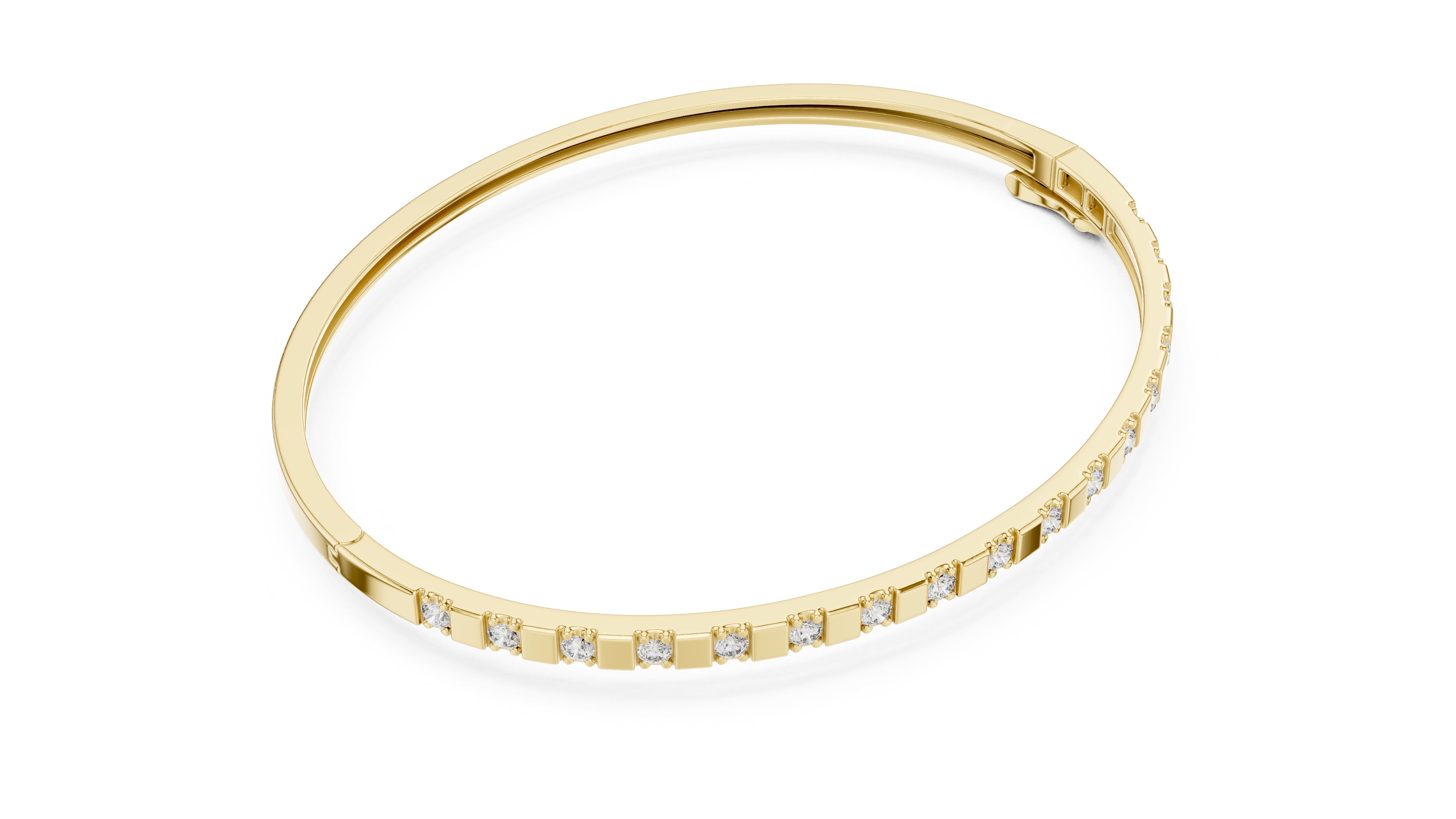 Bar & Stone Lab-Grown Bangle Yellow Gold