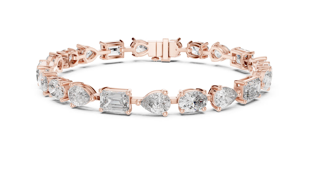 Multi-Cut Fancy Lab-Grown Tennis Bracelet Rose Gold