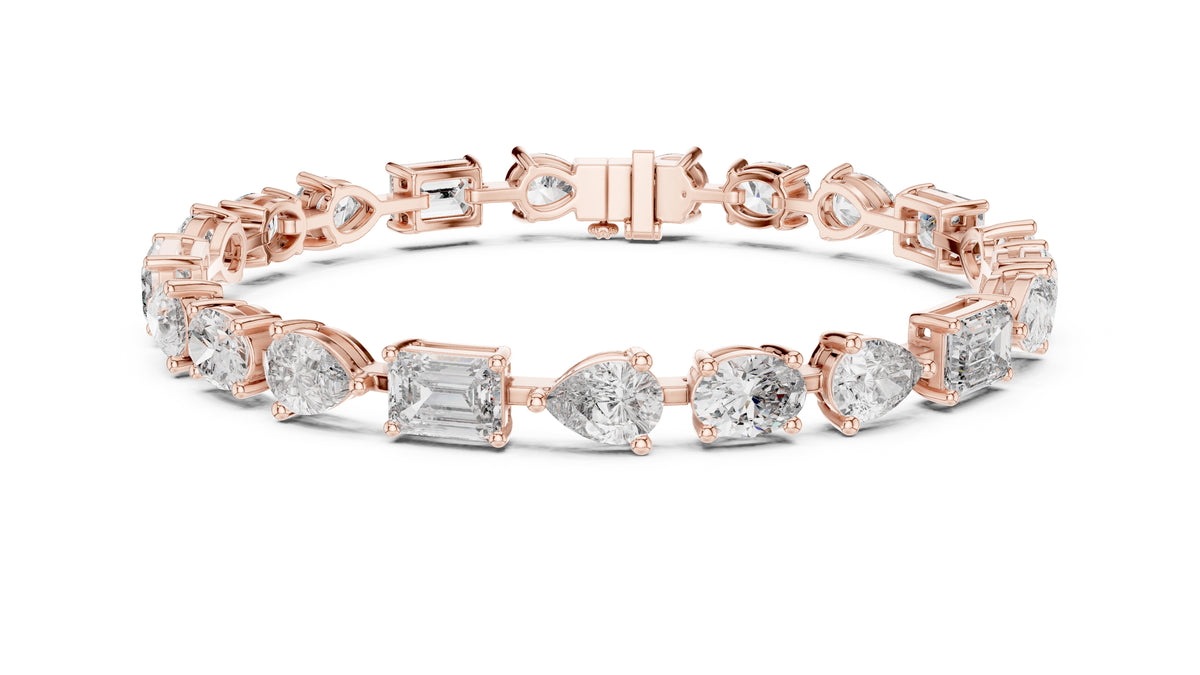 Multi-Cut Fancy Lab-Grown Tennis Bracelet Rose Gold