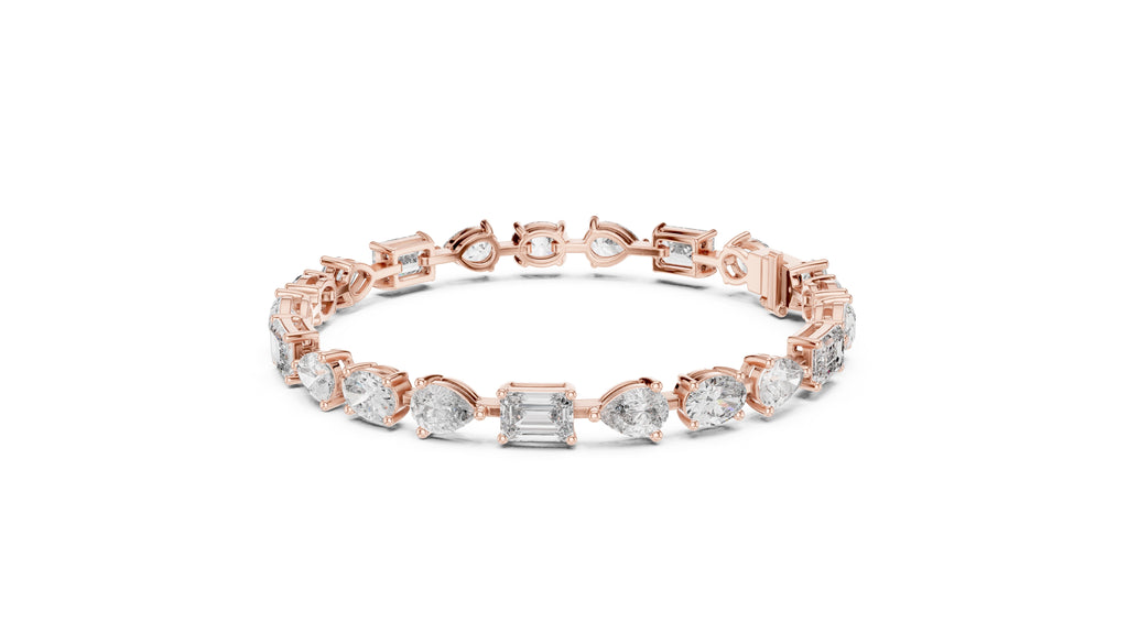 Multi-Cut Fancy Lab-Grown Tennis Bracelet Rose Gold