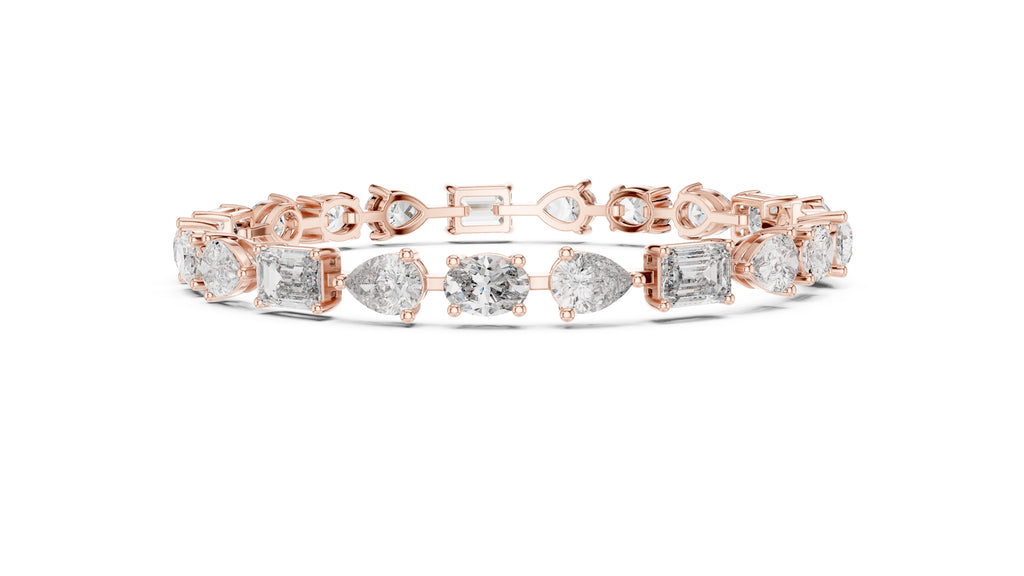 Multi-Cut Fancy Lab-Grown Tennis Bracelet Rose Gold
