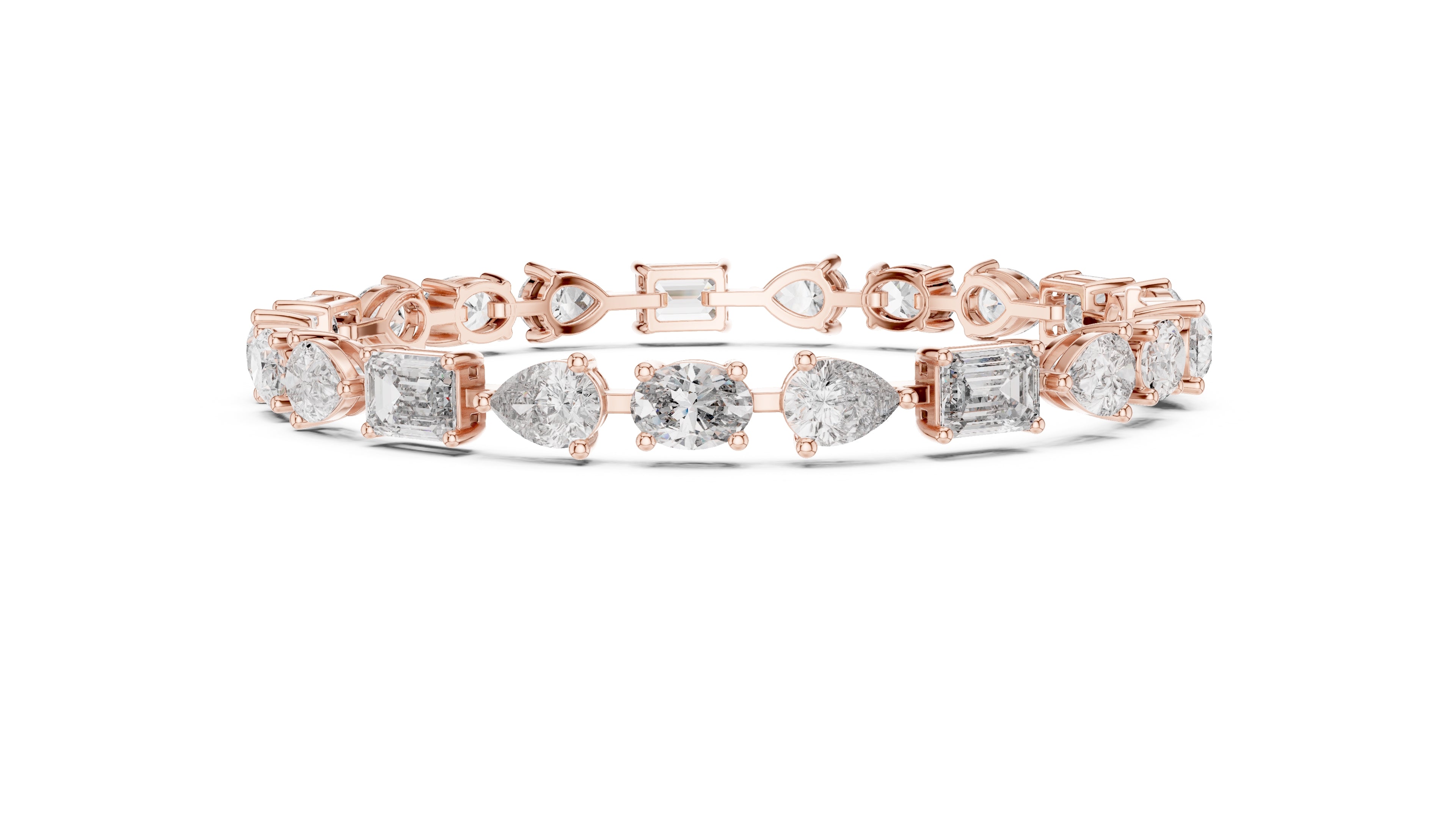 Multi-Cut Fancy Lab-Grown Tennis Bracelet Rose Gold