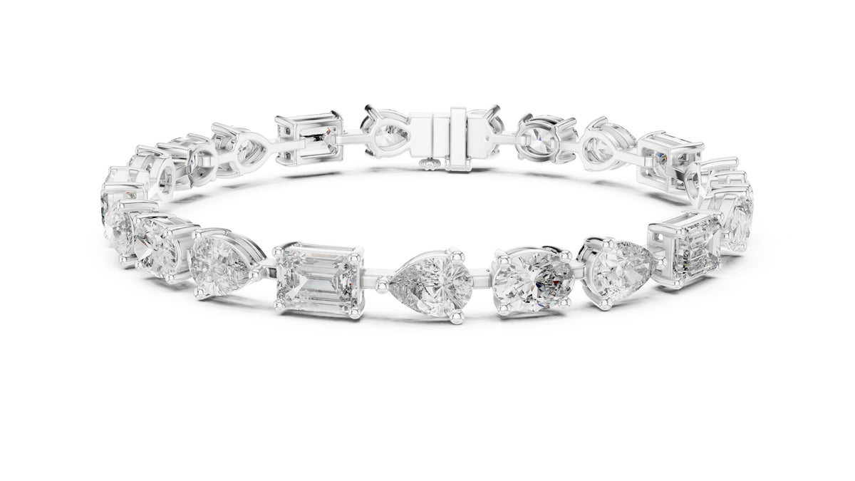Multi-Cut Fancy Lab-Grown Tennis Bracelet White Gold