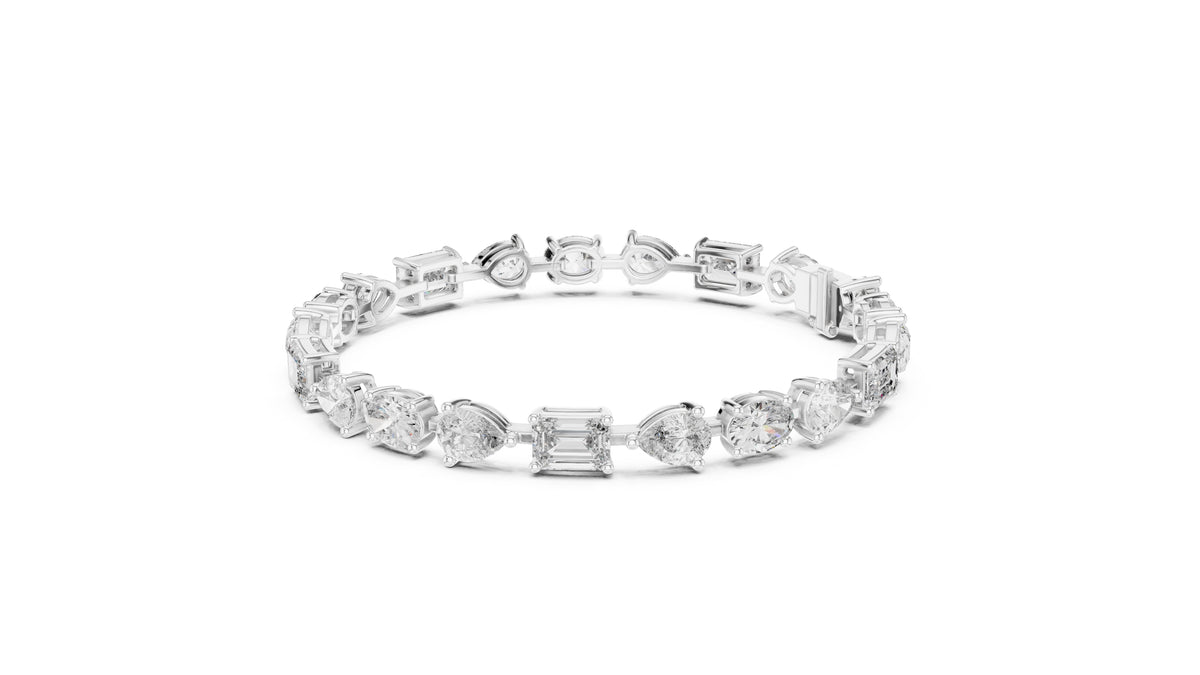 Multi-Cut Fancy Lab-Grown Tennis Bracelet White Gold