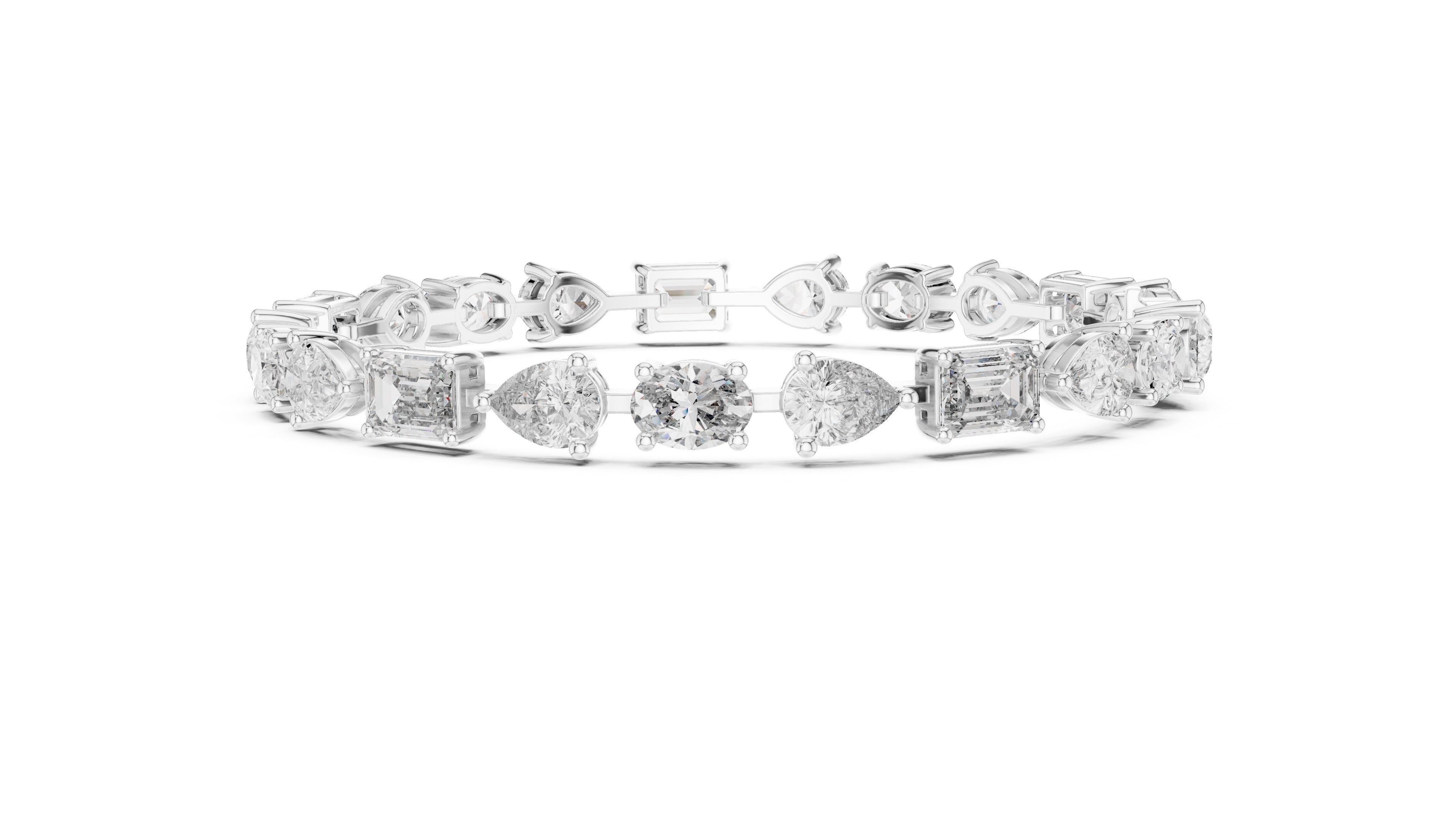 Multi-Cut Fancy Lab-Grown Tennis Bracelet White Gold