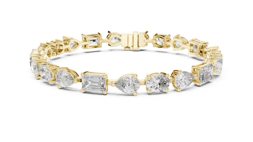 Multi-Cut Fancy Lab-Grown Tennis Bracelet Yellow Gold