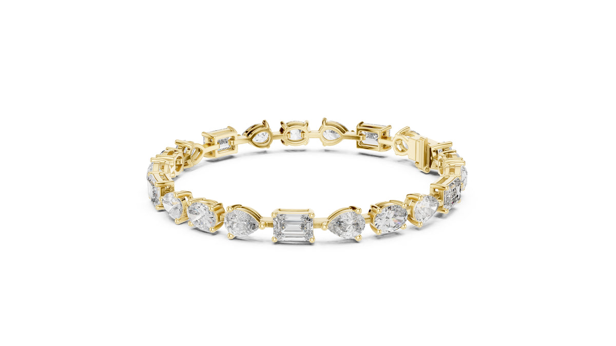 Multi-Cut Fancy Lab-Grown Tennis Bracelet Yellow Gold