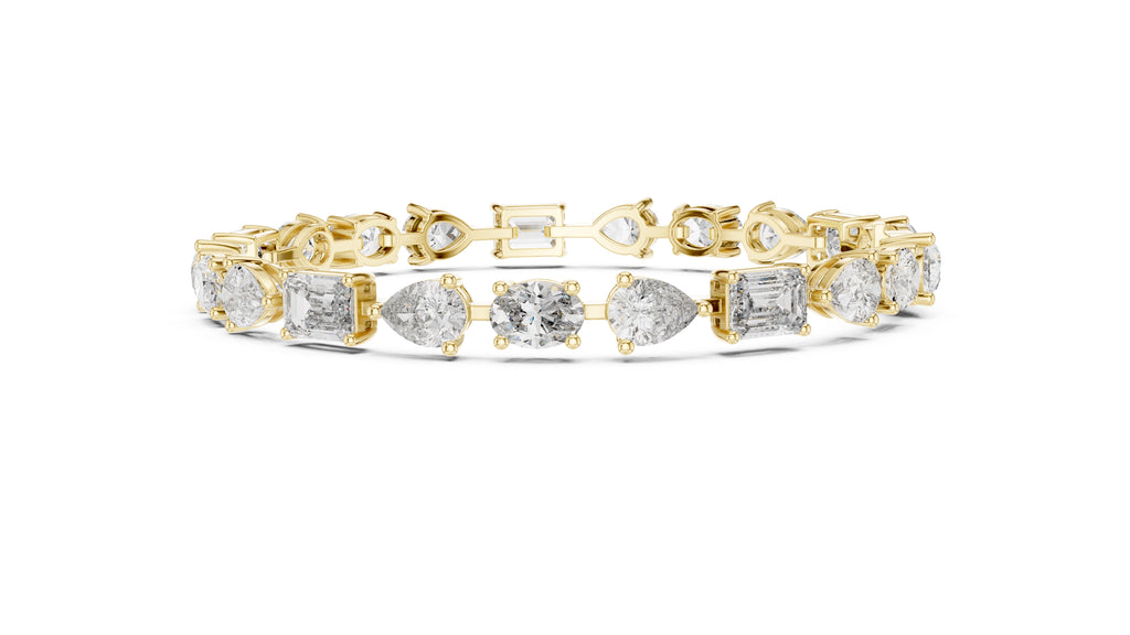 Multi-Cut Fancy Lab-Grown Tennis Bracelet Yellow Gold
