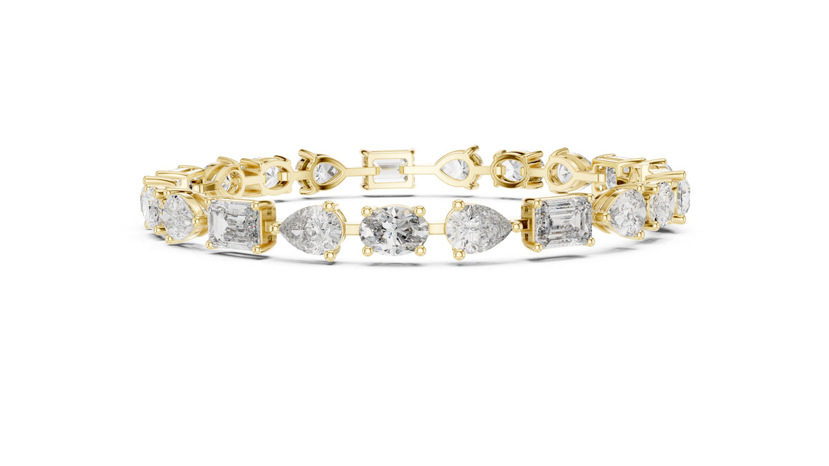 Multi-Cut Fancy Lab-Grown Tennis Bracelet Yellow Gold