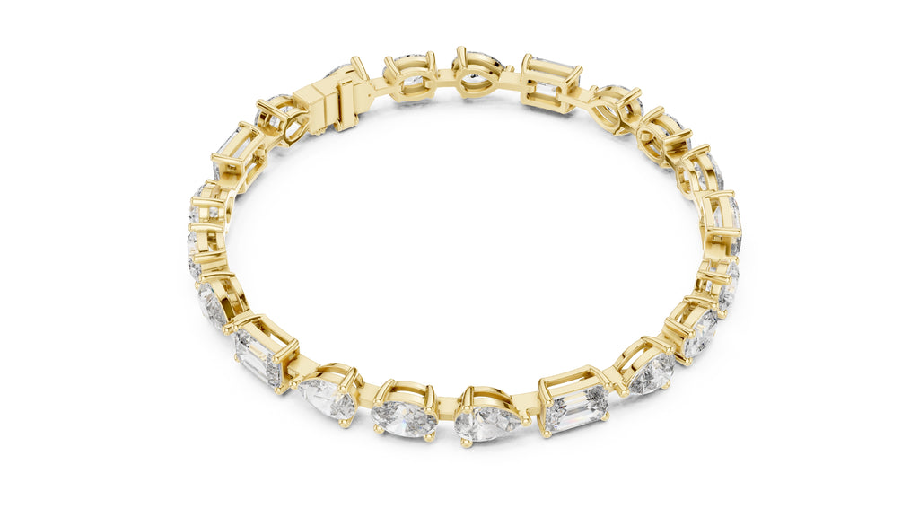 Multi-Cut Fancy Lab-Grown Tennis Bracelet Yellow Gold