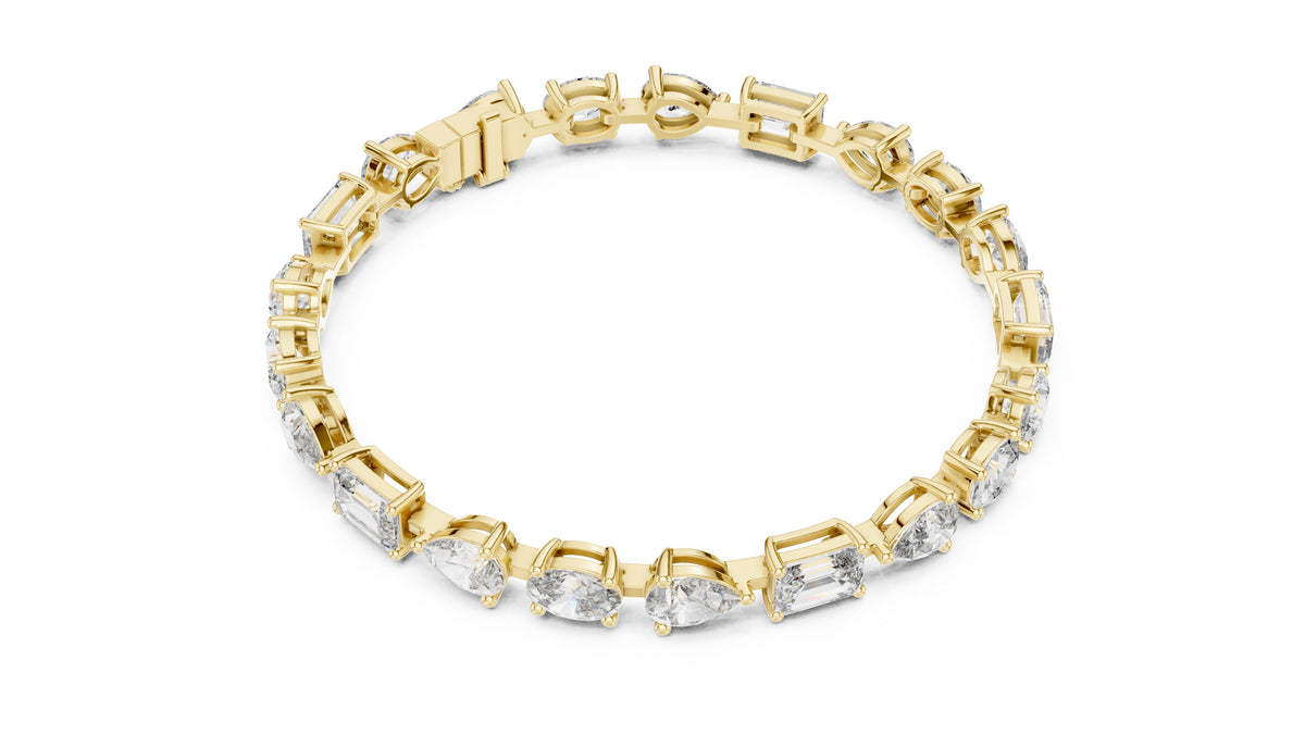 Multi-Cut Fancy Lab-Grown Tennis Bracelet Yellow Gold