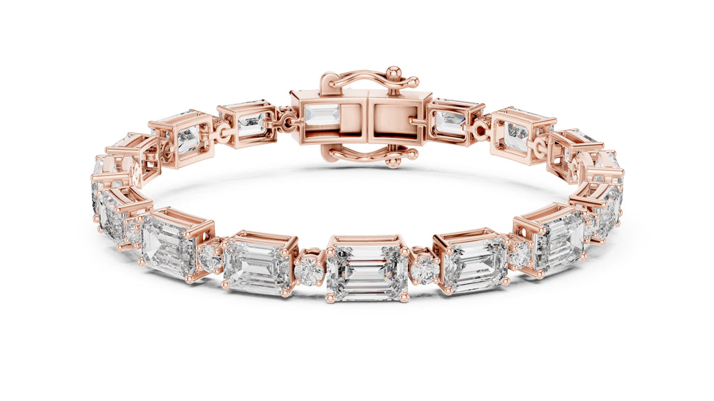 Grand Emerald Step Lab-Grown Tennis Bracelet Rose Gold