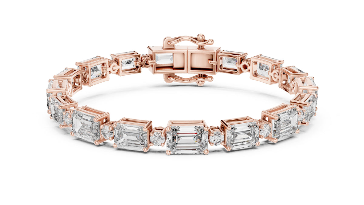 Grand Emerald Step Lab-Grown Tennis Bracelet Rose Gold