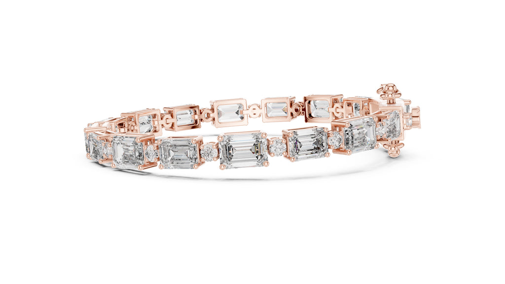 Grand Emerald Step Lab-Grown Tennis Bracelet Rose Gold