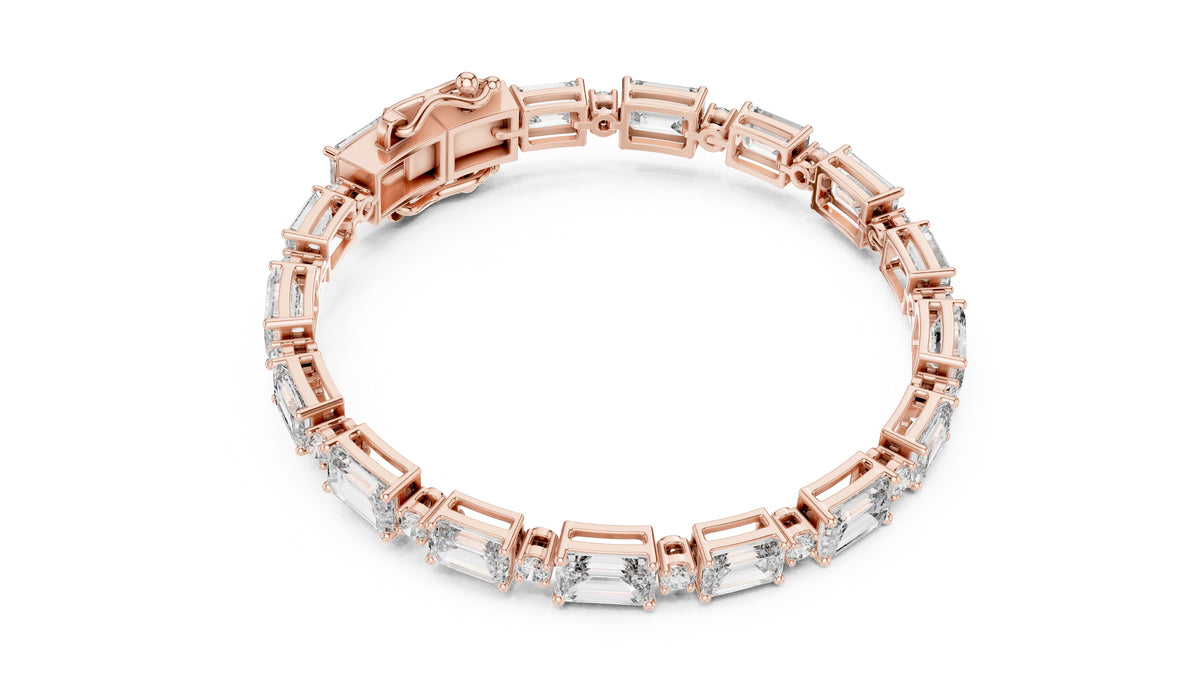 Grand Emerald Step Lab-Grown Tennis Bracelet Rose Gold