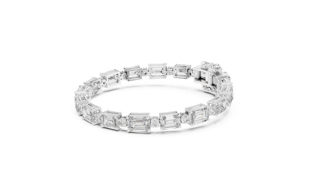 Grand Emerald Step Lab-Grown Tennis Bracelet White Gold