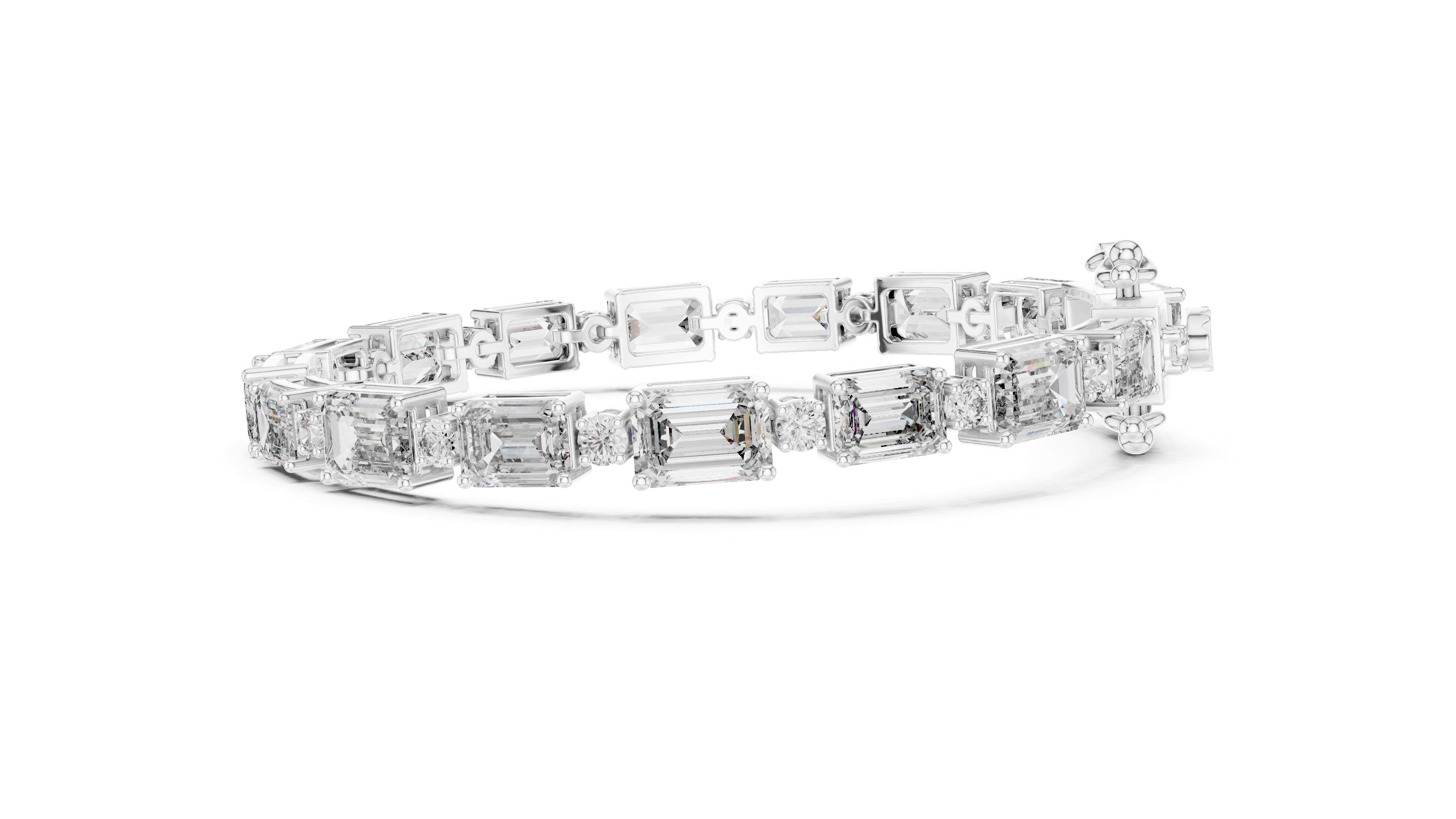 Grand Emerald Step Lab-Grown Tennis Bracelet White Gold