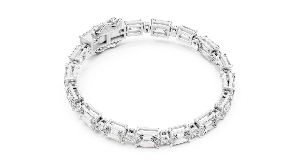 Grand Emerald Step Lab-Grown Tennis Bracelet White Gold
