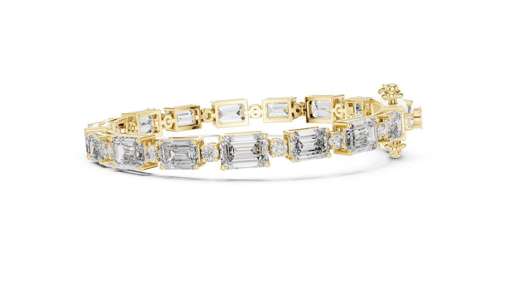 Grand Emerald Step Lab-Grown Tennis Bracelet Yellow Gold