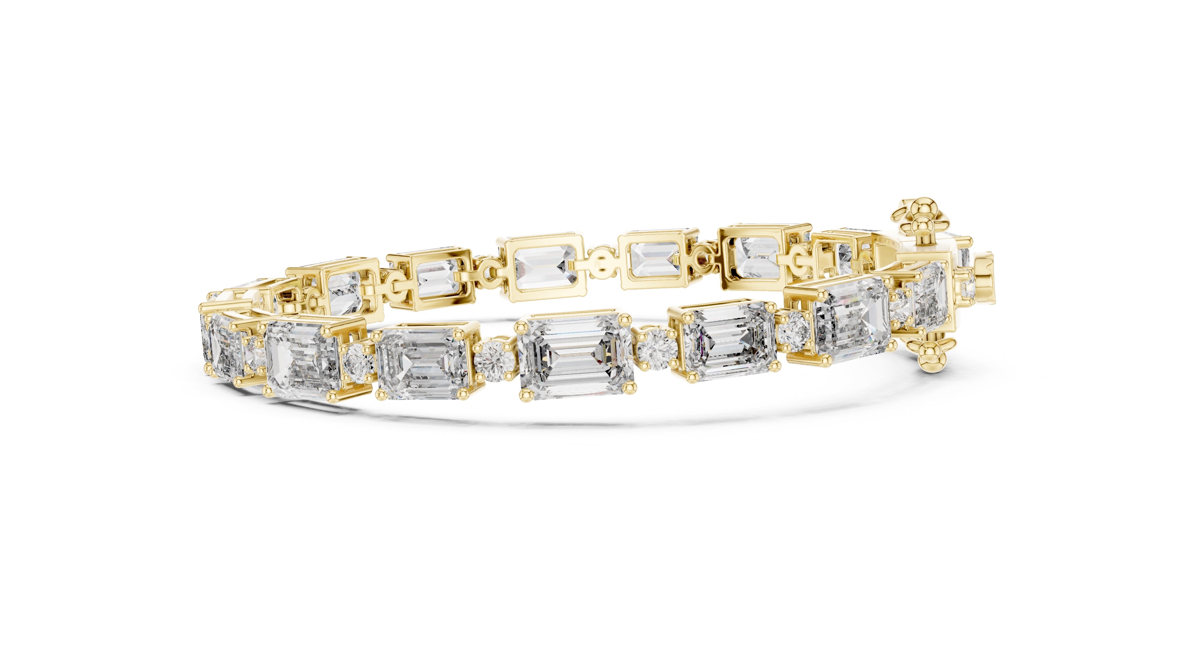 Grand Emerald Step Lab-Grown Tennis Bracelet Yellow Gold