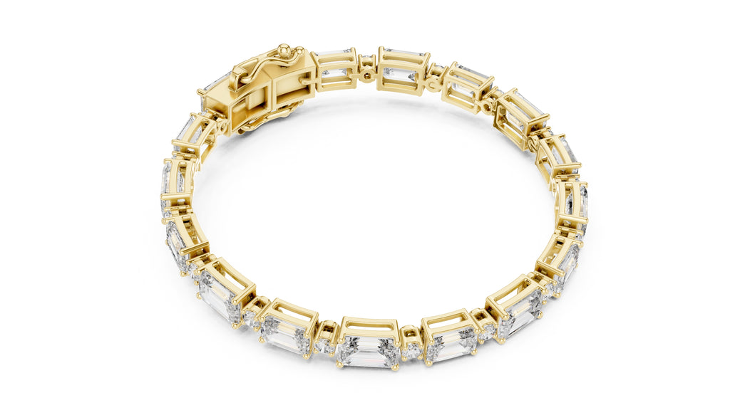 Grand Emerald Step Lab-Grown Tennis Bracelet Yellow Gold