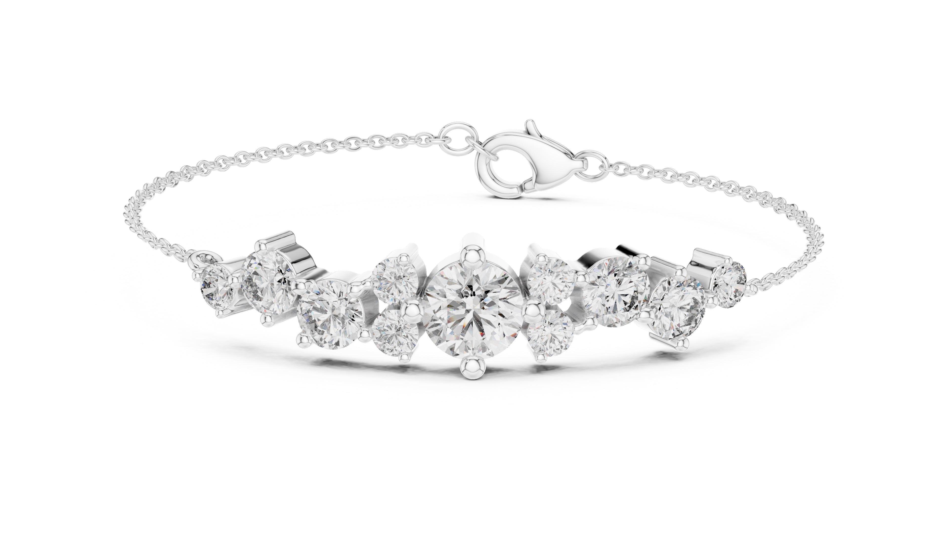 Constellation Cluster Lab-Grown Tennis Bracelet White Gold