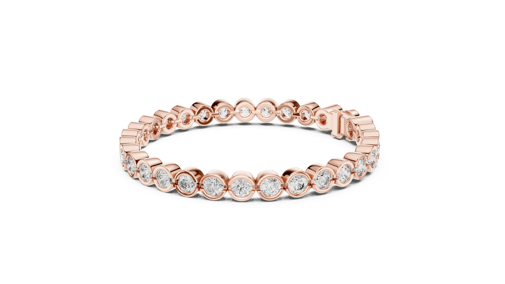 Bezel-Set Round Lab-Grown Tennis Bracelet Rose Gold