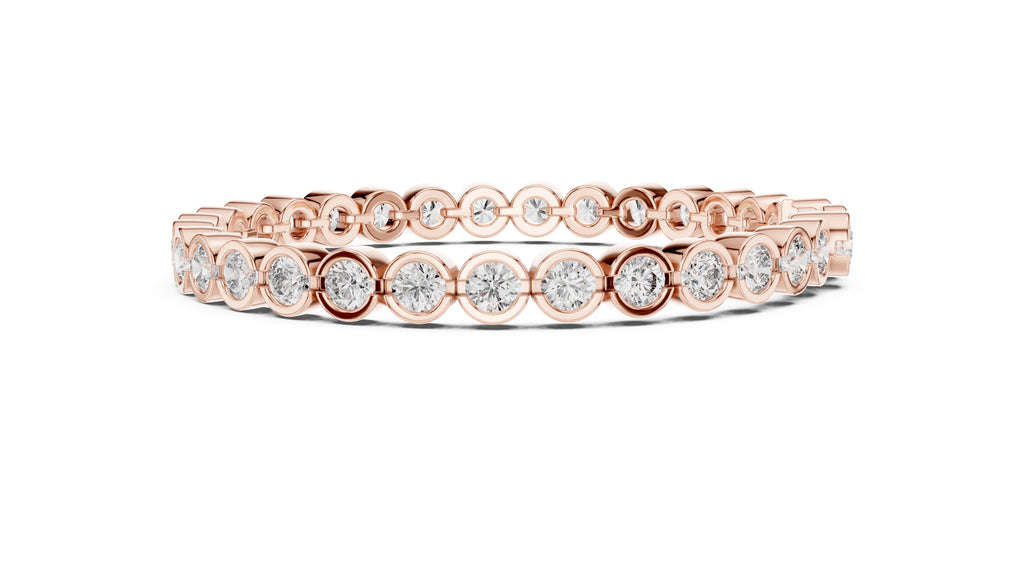 Bezel-Set Round Lab-Grown Tennis Bracelet Rose Gold
