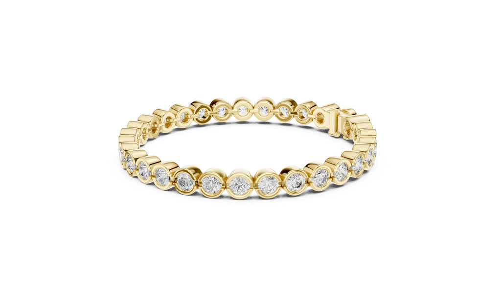 Bezel-Set Round Lab-Grown Tennis Bracelet Yellow Gold