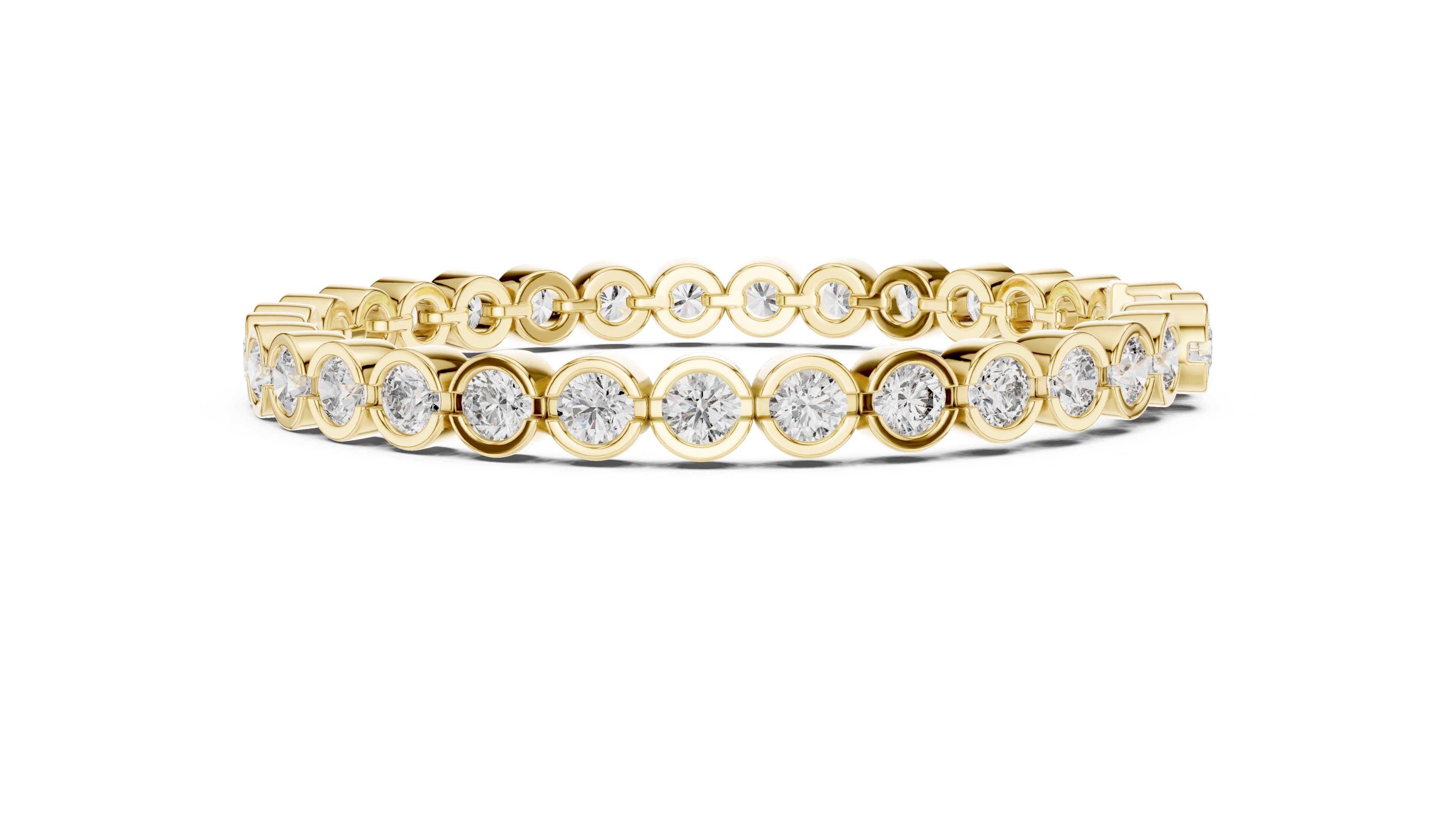 Bezel-Set Round Lab-Grown Tennis Bracelet Yellow Gold