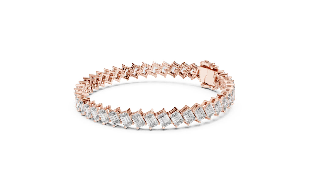 Diagonal Step-Cut Lab-Grown Tennis Bracelet Rose Gold