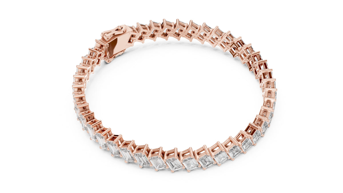 Diagonal Step-Cut Lab-Grown Tennis Bracelet Rose Gold