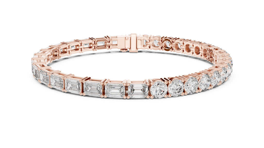 Half-and-Half Dual-Cut Lab-Grown Tennis Bracelet Rose Gold