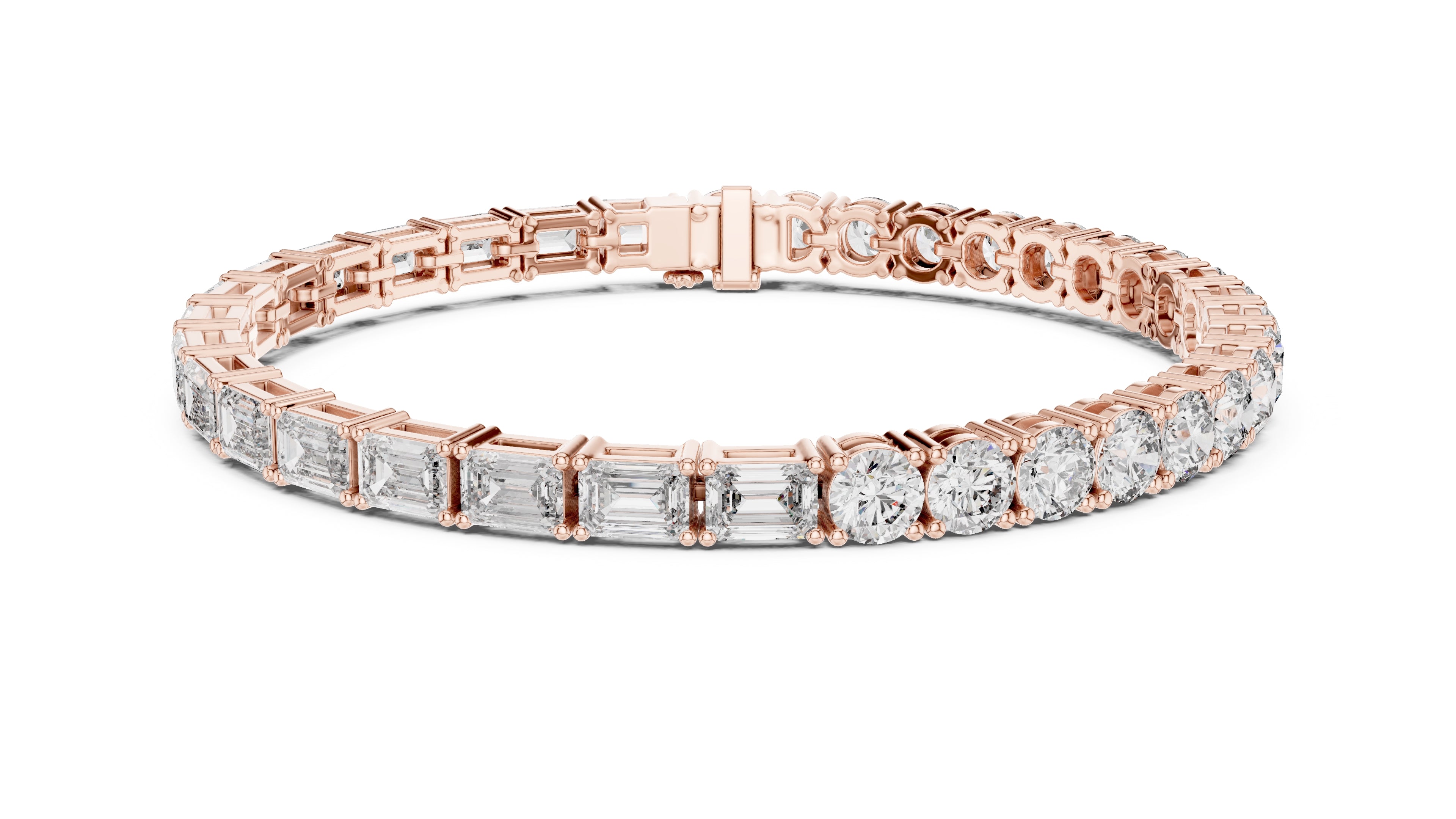Half-and-Half Dual-Cut Lab-Grown Tennis Bracelet Rose Gold