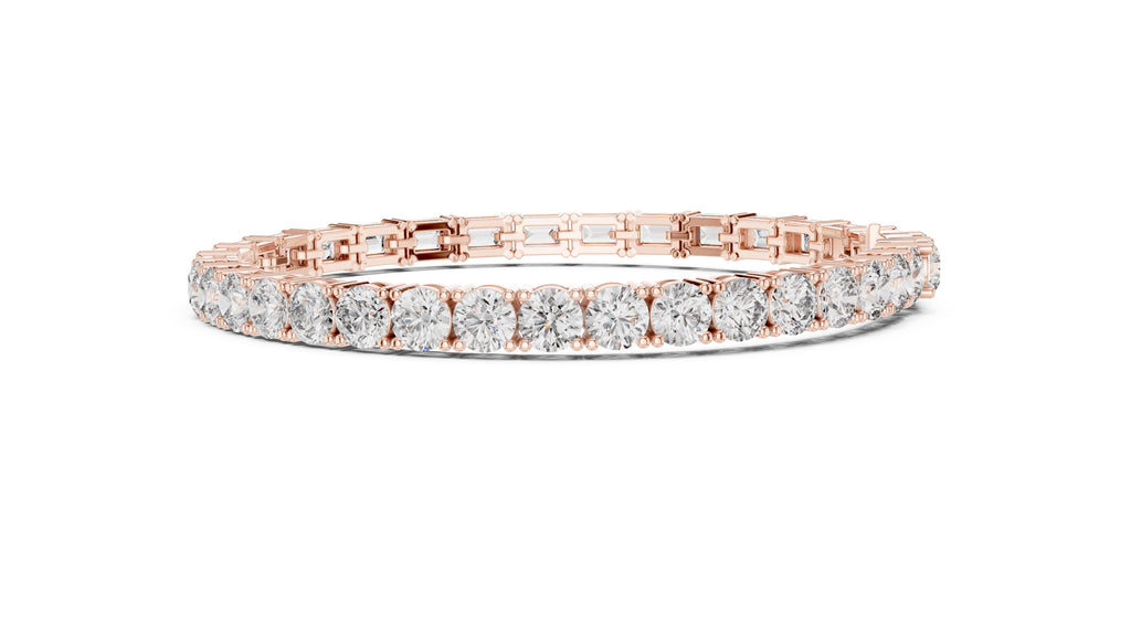 Half-and-Half Dual-Cut Lab-Grown Tennis Bracelet Rose Gold