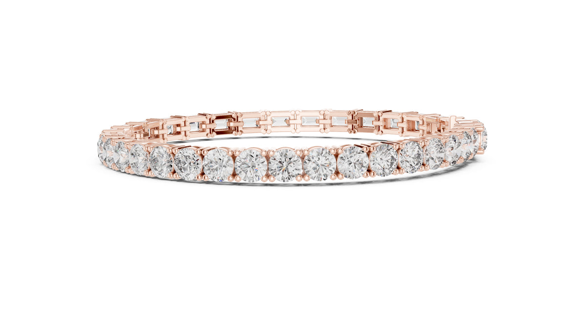 Half-and-Half Dual-Cut Lab-Grown Tennis Bracelet Rose Gold